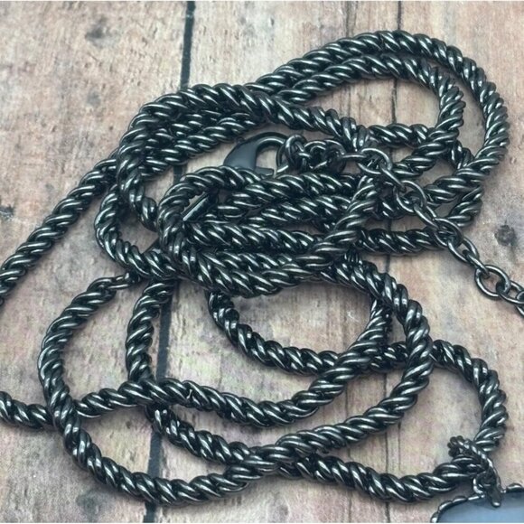 Kendra Scott Rare Slate Cats Eyes Gunmetal Corla Necklace Long Chain 30"  MINT - Picture 12 of 14